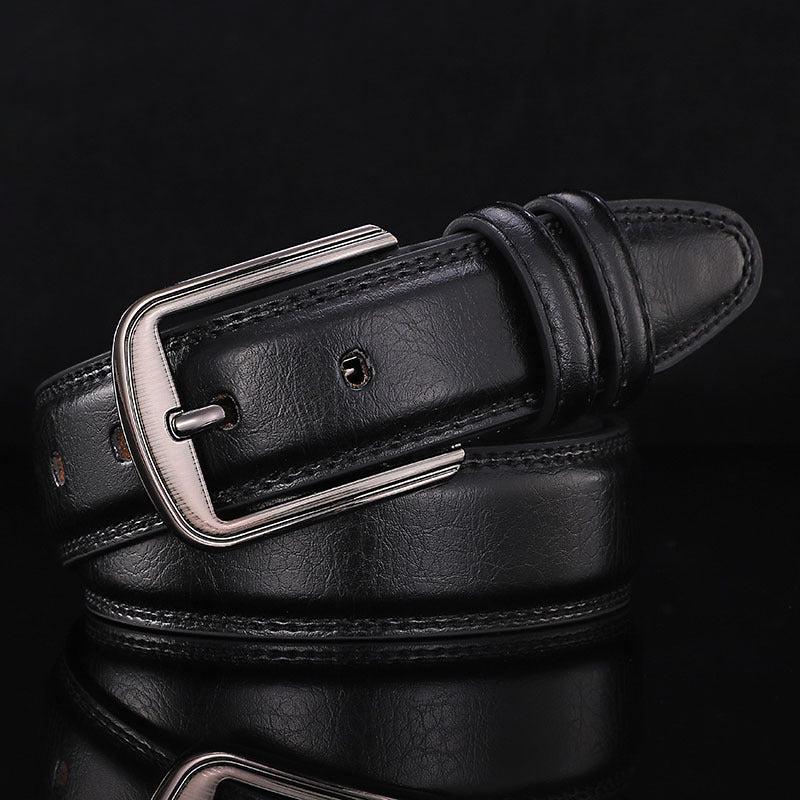 Men's Leather Belt with Square Buckle