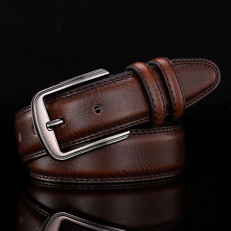 Men's Leather Belt with Square Buckle