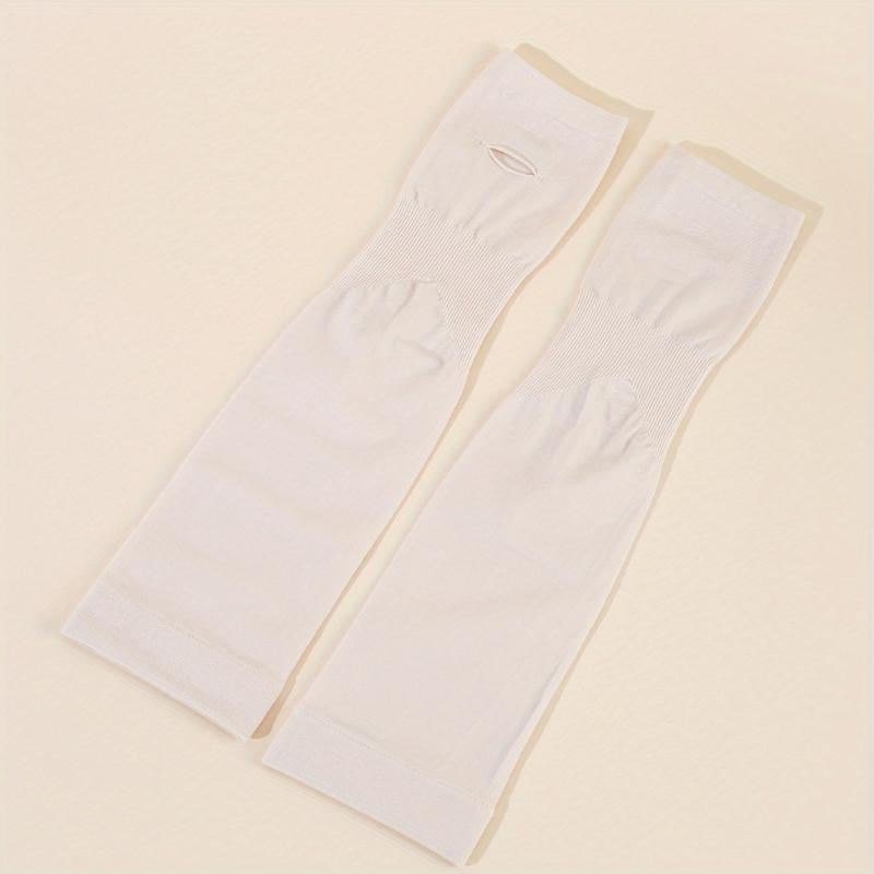 1pair Thumb Hole Arm Sleeves For Women Men Solid Sunscreen Sleeves