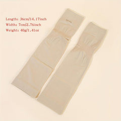 1pair Thumb Hole Arm Sleeves For Women Men Solid Sunscreen Sleeves
