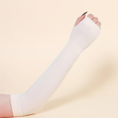 1pair Thumb Hole Arm Sleeves For Women Men Solid Sunscreen Sleeves