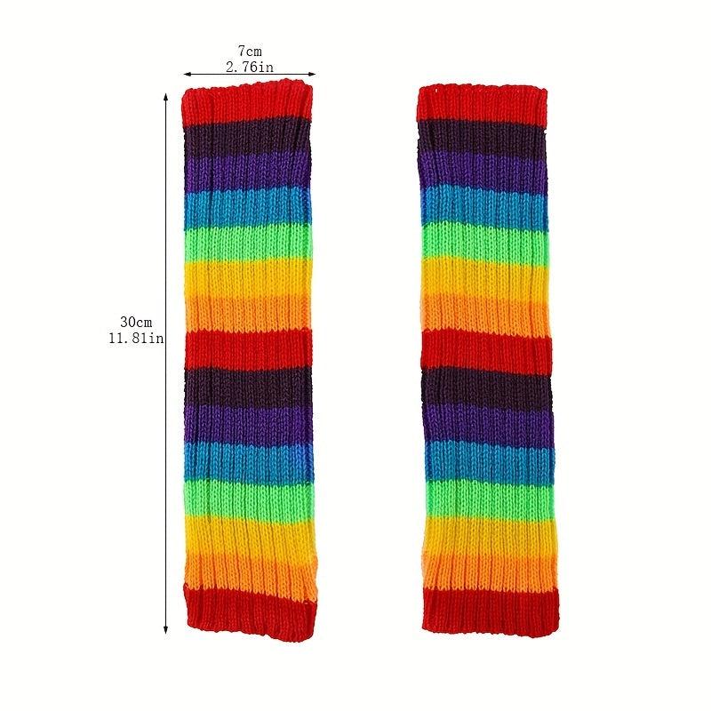 Rainbow Knitted Sleeve Warm Arm Sleeve for Autumn & Winter
