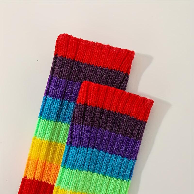 Rainbow Knitted Sleeve Warm Arm Sleeve for Autumn & Winter