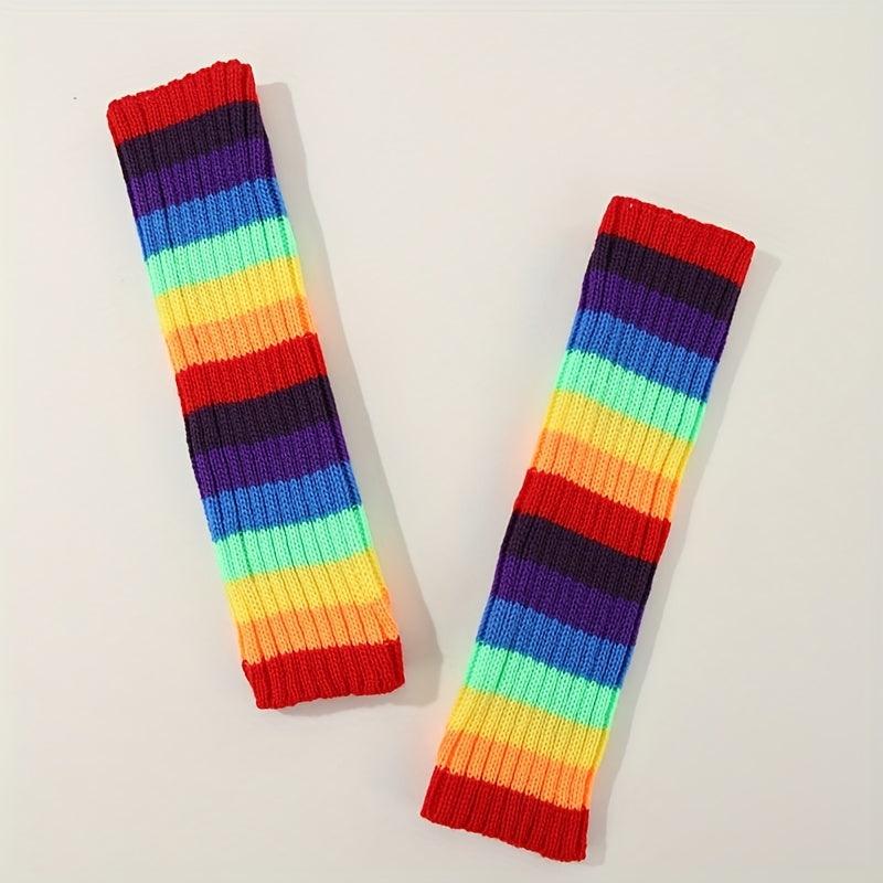 Rainbow Knitted Sleeve Warm Arm Sleeve for Autumn & Winter