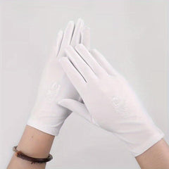 Flower Embroidery Sunscreen Gloves for Women