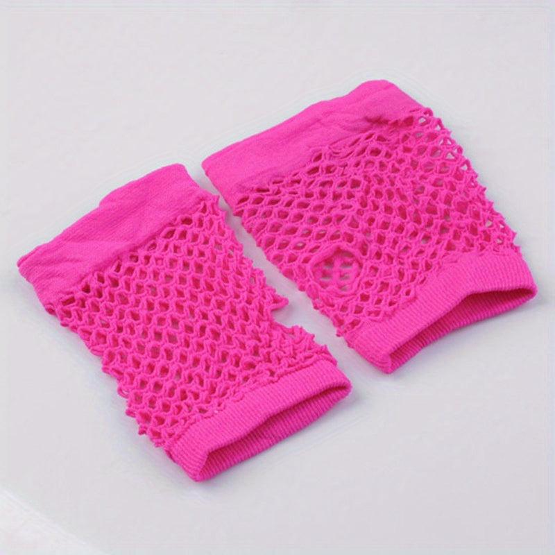Y2K Short Fishnet Gloves Elastic Punk Fingerless Gloves