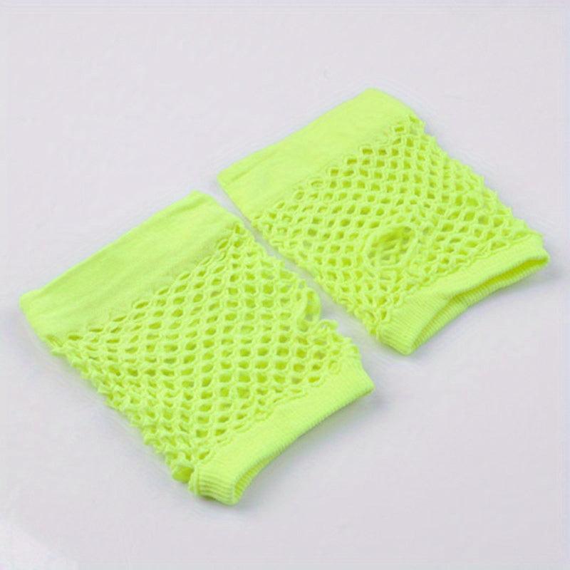 Y2K Short Fishnet Gloves Elastic Punk Fingerless Gloves