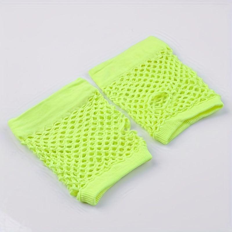 Y2K Short Fishnet Gloves Elastic Punk Fingerless Gloves