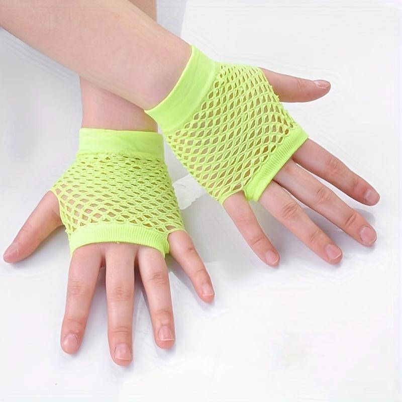 Y2K Short Fishnet Gloves Elastic Punk Fingerless Gloves