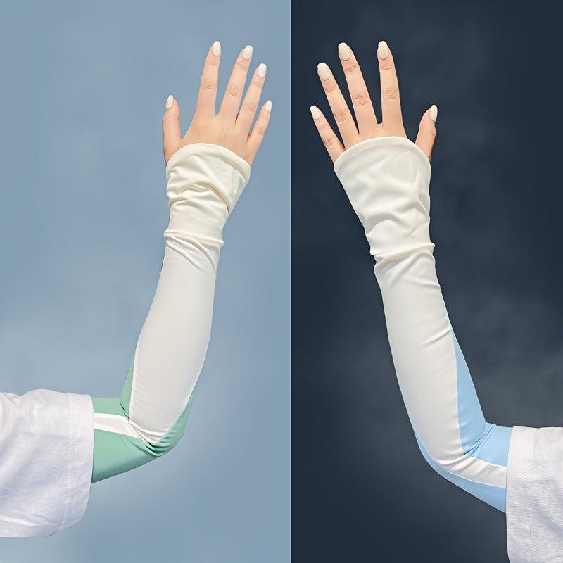 1 Pair Block Extended Gloves Cycling Arm Guard Half Finger Long Sleeves