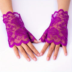Lace Short Gloves Floral Thin Sunscreen Travel Gloves