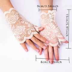 Lace Short Gloves Floral Thin Sunscreen Travel Gloves