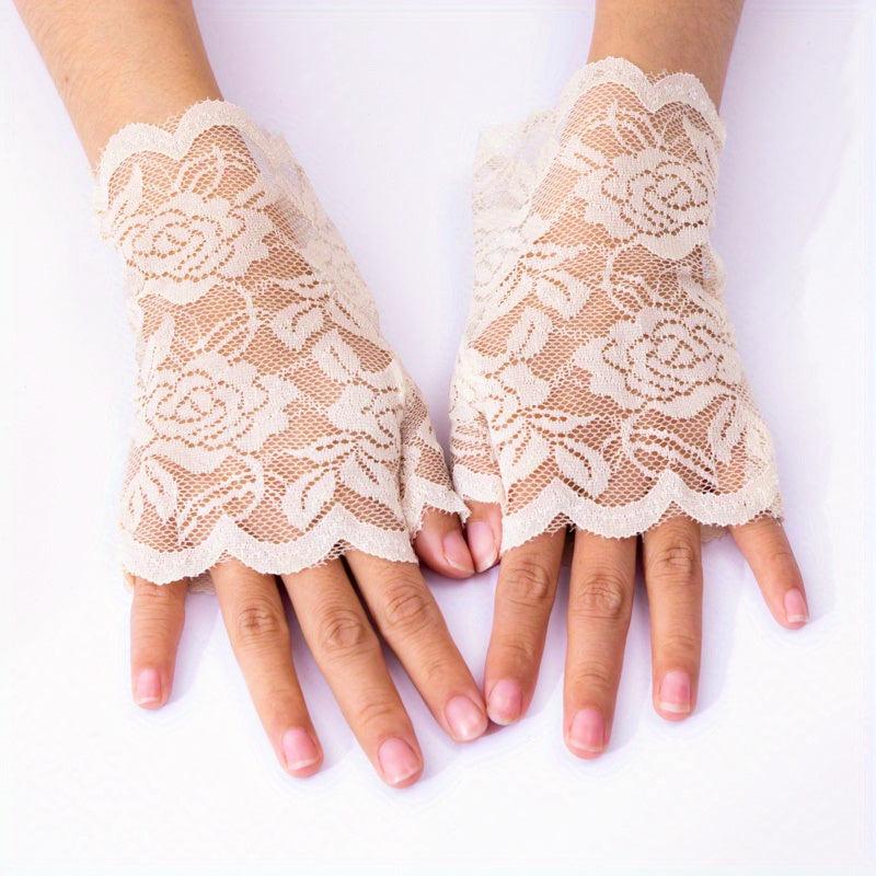 Lace Short Gloves Floral Thin Sunscreen Travel Gloves