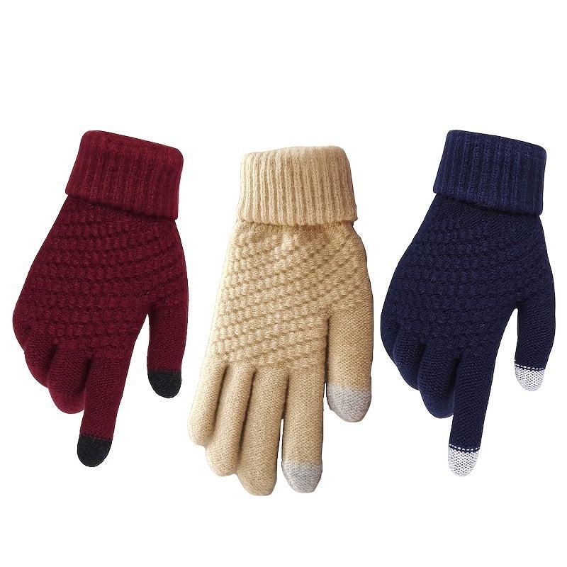Winter Knit Gloves Touchscreen Anti Slip Soft Warm Mitten Mittens