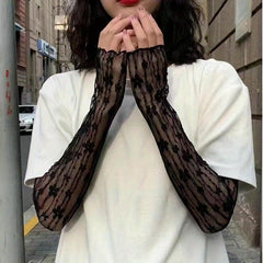 Vintage Lace Flower Embroidery Gloves for Women