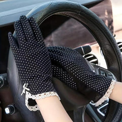 Polka Dot Lace Gloves Breathable Cycling Sunproof Touch Screen Gloves