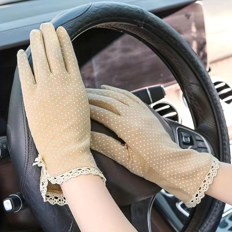 Polka Dot Lace Gloves Breathable Cycling Sunproof Touch Screen Gloves