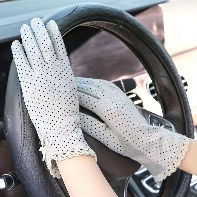 Polka Dot Lace Gloves Breathable Cycling Sunproof Touch Screen Gloves