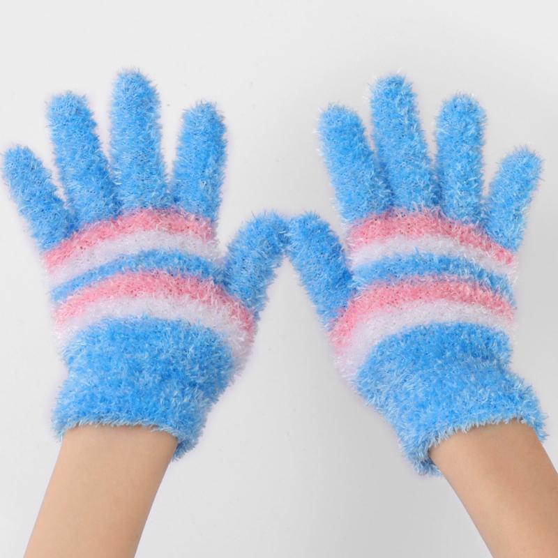 Winter Warm Finger Knitted Gloves Men Women Plus Velvet Thickened