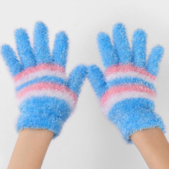 Winter Warm Finger Knitted Gloves Men Women Plus Velvet Thickened