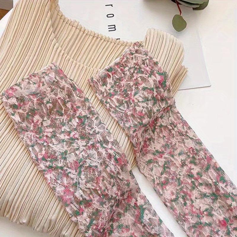 Lace Floral Ice Sleeves Sun-proof Long Gloves Women