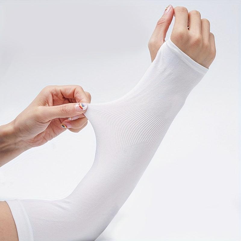 Sunproof Long Ice Sleeves Solid Half Finger Gloves Elastic Driving Sleeves