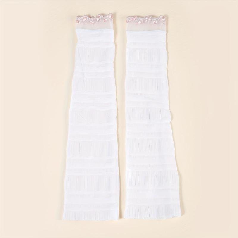 Lace Long Gloves Women Arm Sleeves Sunscreen UV Protection Fingerless Glove