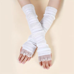 Lace Long Gloves Women Arm Sleeves Sunscreen UV Protection Fingerless Glove