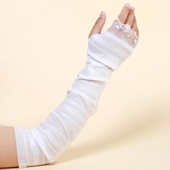 Lace Long Gloves Women Arm Sleeves Sunscreen UV Protection Fingerless Glove