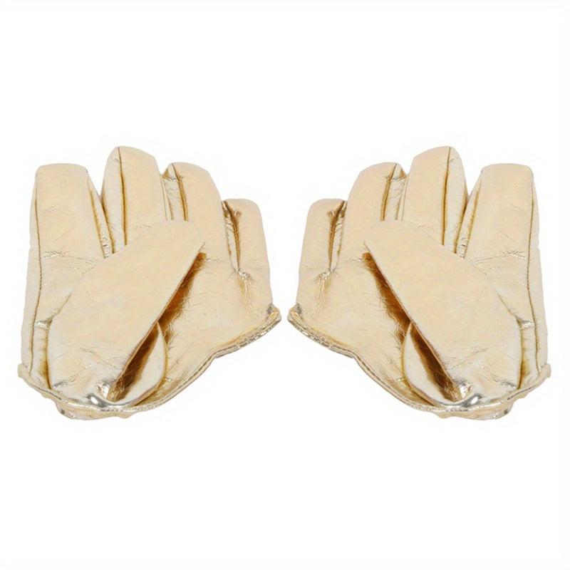 Women's Punk PU Leather Half Palm Gloves for Dancing Rock Performance