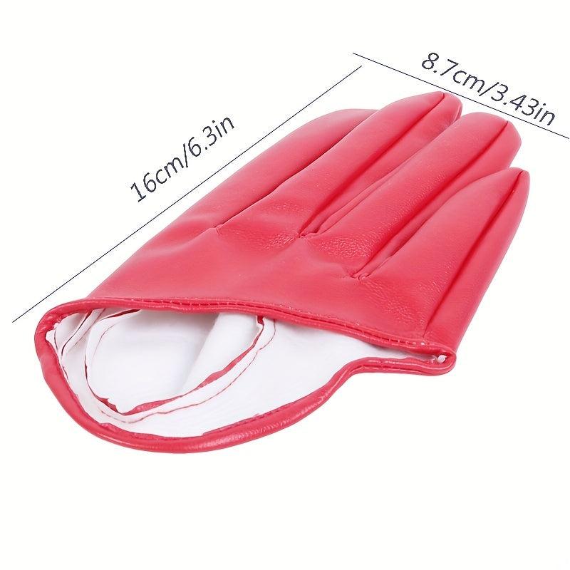 Women's Punk PU Leather Half Palm Gloves for Dancing Rock Performance