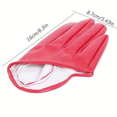 Women's Punk PU Leather Half Palm Gloves for Dancing Rock Performance
