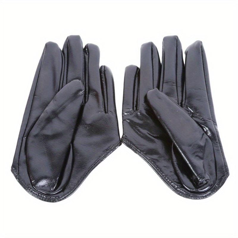 Women's Punk PU Leather Half Palm Gloves for Dancing Rock Performance
