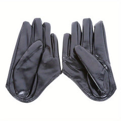 Women's Punk PU Leather Half Palm Gloves for Dancing Rock Performance