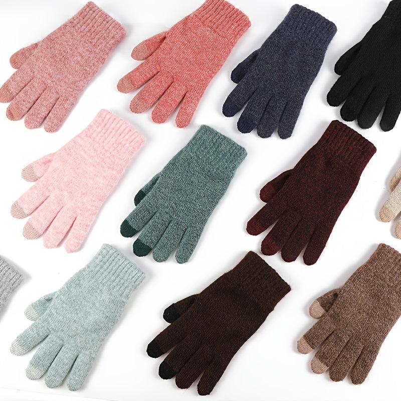Women's Winter Fleece Knitted Touch Screen Gloves