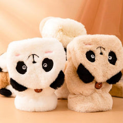 Panda Plush Warm Gloves Short Finger Gloves Skiing Cycling Outdoor Gloves