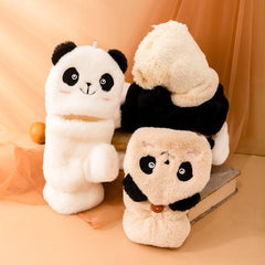 Panda Plush Warm Gloves Short Finger Gloves Skiing Cycling Outdoor Gloves
