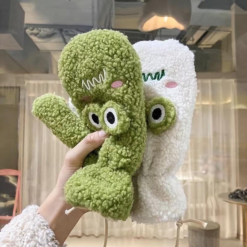 Frog Eye Mittens With Halter Neck Gloves