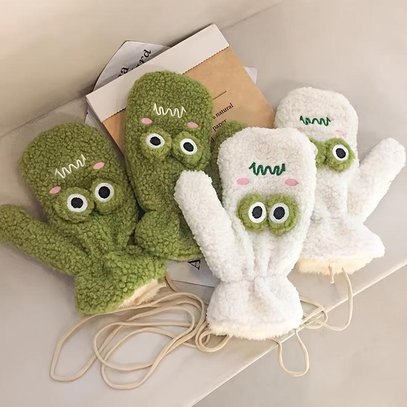 Frog Eye Mittens With Halter Neck Gloves
