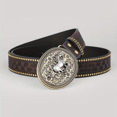Casual Retro Western Cowboy Belt Embossed Hardware For Men