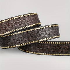 Casual Retro Western Cowboy Belt Embossed Hardware For Men