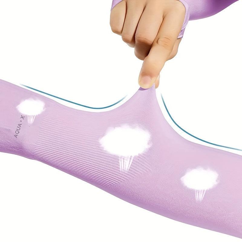 2pc High Elastic Sunscreen Sleeves Thin Ice Viscose Long Arm Protection Gloves