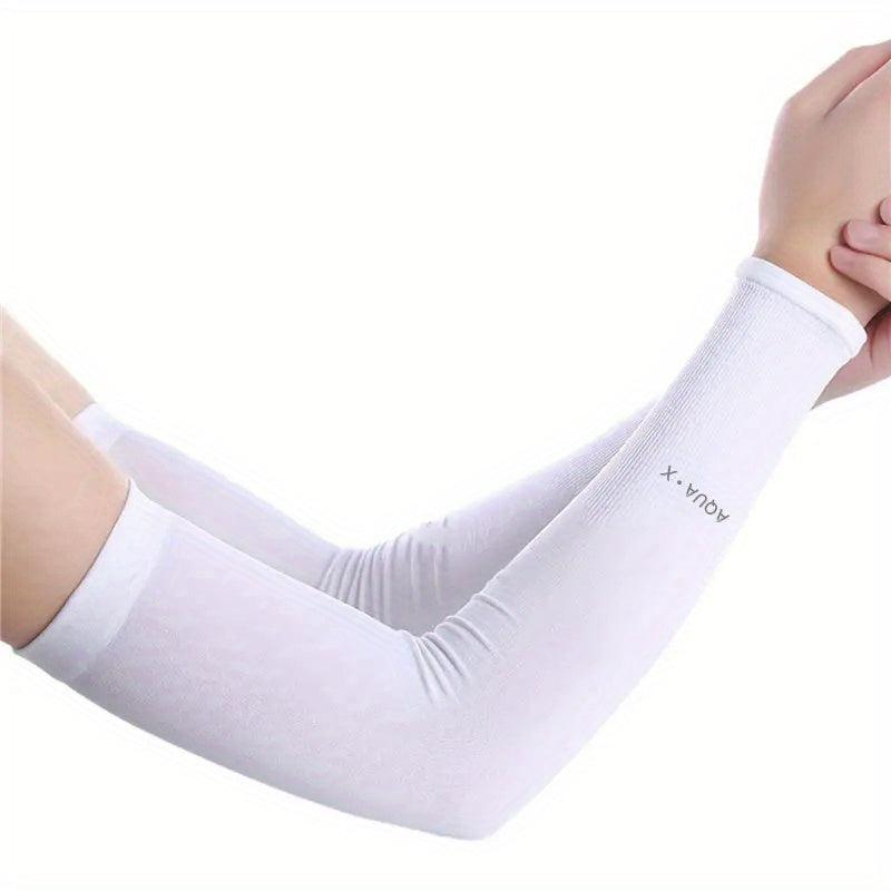 2pc High Elastic Sunscreen Sleeves Thin Ice Viscose Long Arm Protection Gloves
