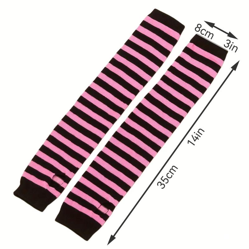 Striped Knitted Long Gloves Y2K Fingerless Gloves Unisex Hip Hop Elastic Gloves