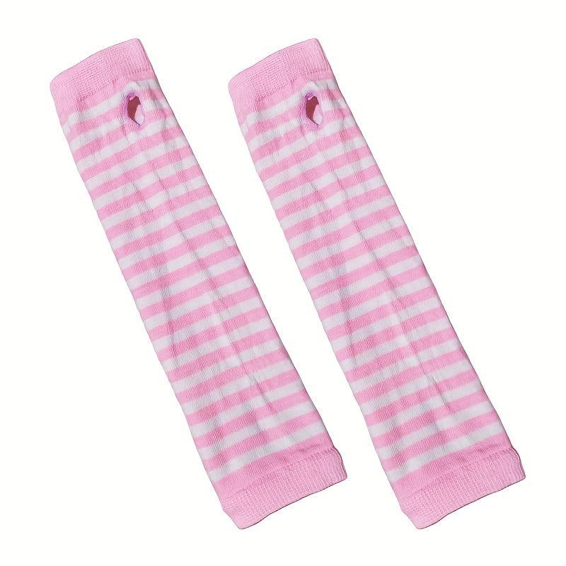 Striped Knitted Long Gloves Y2K Fingerless Gloves Unisex Hip Hop Elastic Gloves