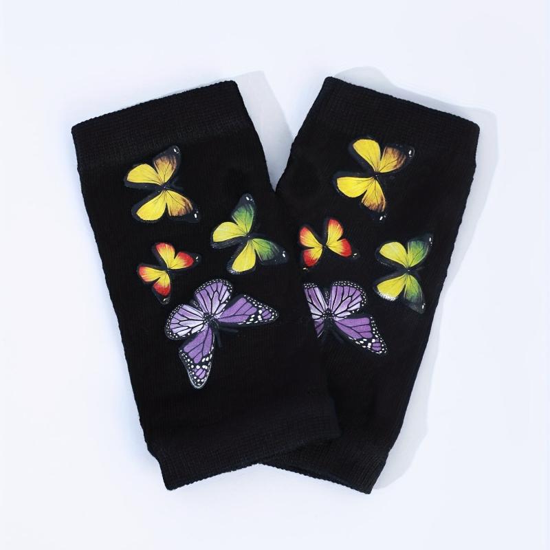 Colorful Butterfly Y2K Fingerless Gloves Hip Hop Knitted Gloves