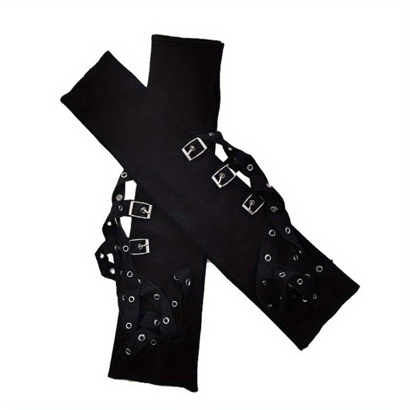 Rivet Belt Decor Punk Gloves Gothic Fingerless Gloves