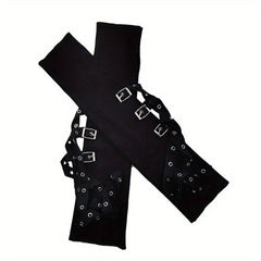 Rivet Belt Decor Punk Gloves Gothic Fingerless Gloves