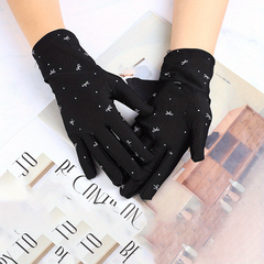 Bowknot Print Gloves Elastic Thin Breathable Gloves For Women