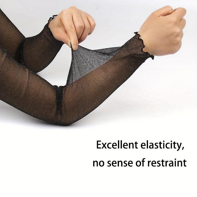 Lace Glitter Gloves Mesh Sunscreen Ice Sleeves Long Gloves For Women